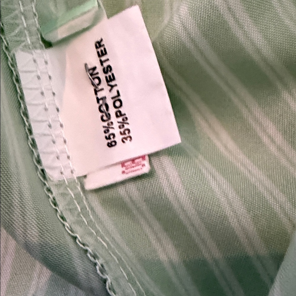 Elegant Green Striped Women's Button Down Shirt - Picture 3 of 4